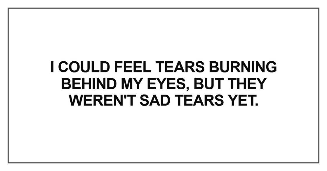 I could feel tears burning behind my eyes
