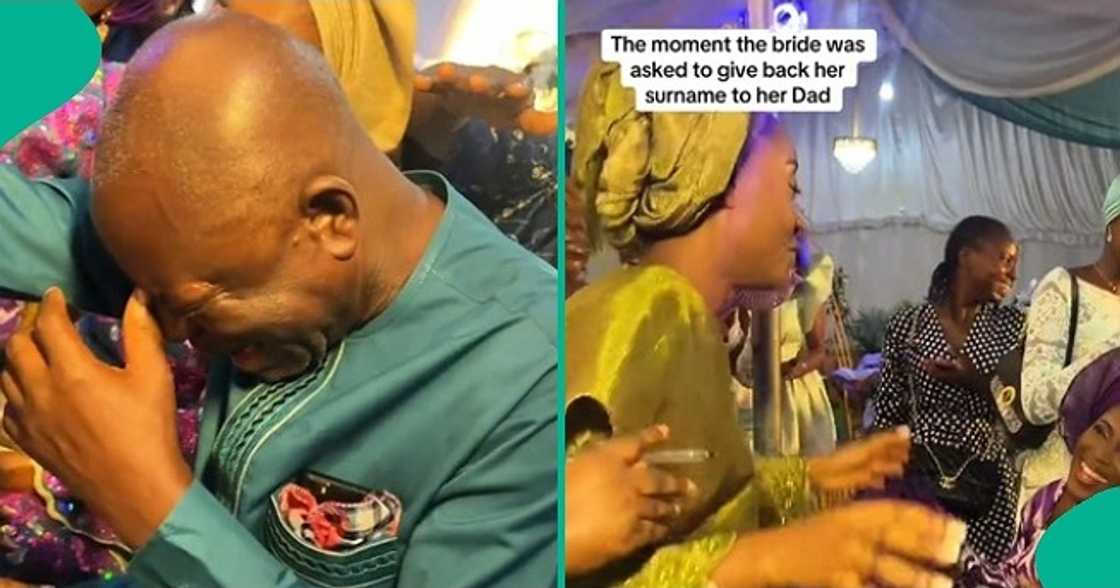 Nigerian father in tears as daughter returns surname to him during wedding Nigerian father in tears as daughter returns surname to him during wedding
