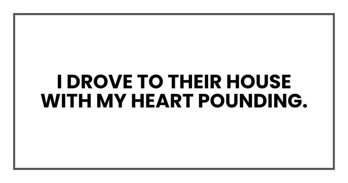 I drove to their house with my heart pounding. I drove to their house with my heart pounding.
