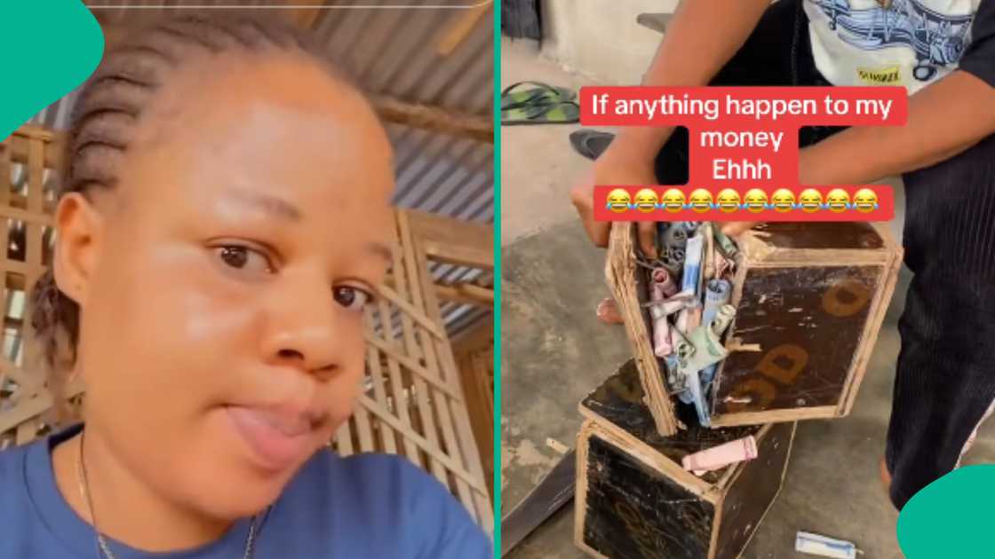 Lady shows social media users what is in her piggy bank. Lady shows social media users what is in her piggy bank.