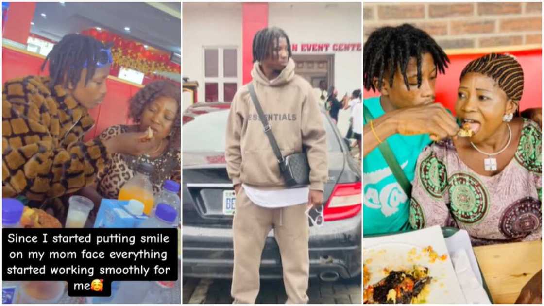 Sweet family relationship/Son treated mother well. Sweet family relationship/Son treated mother well.