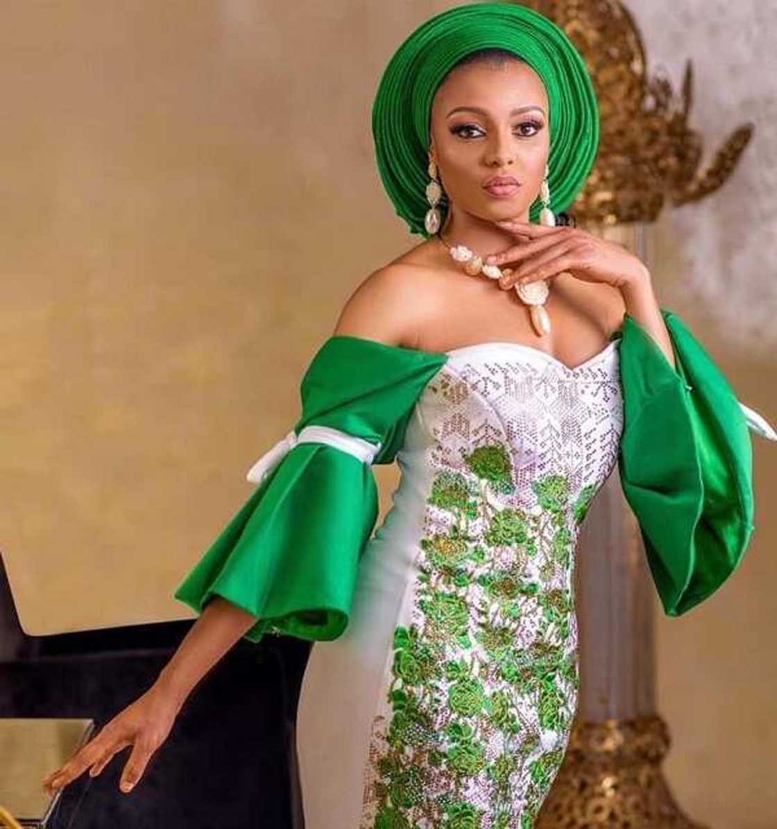 Bella Naija fashion dress with embroidery and sequins Bella Naija fashion dress with embroidery and sequins