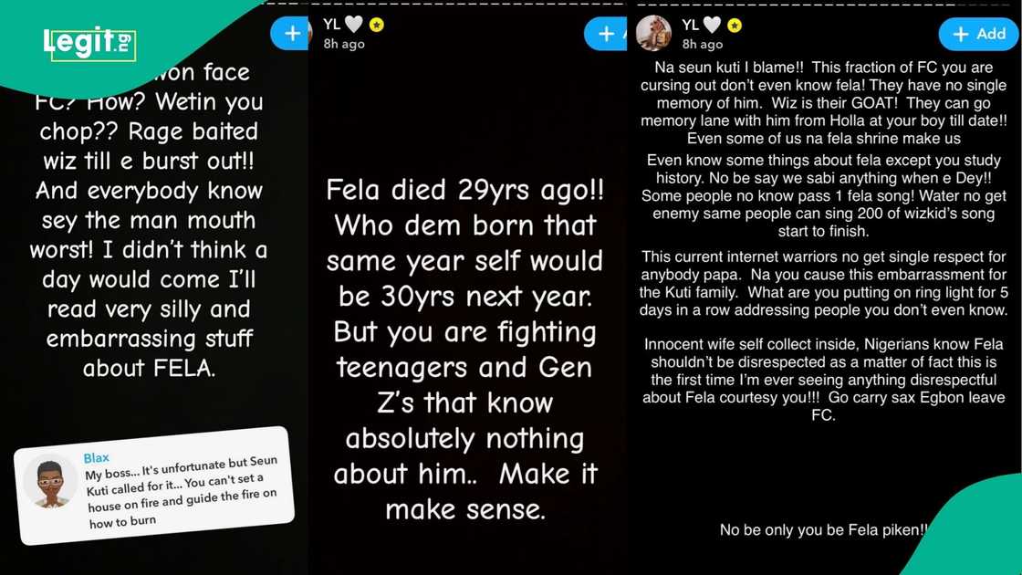 Seun kuti yhemolee wizkid fc fela fight comparison