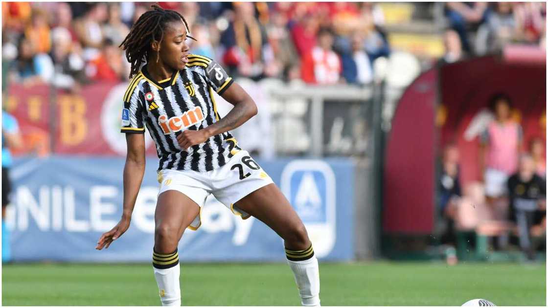 Jennifer Echegini playing for Juventus women against AS Roma women. Jennifer Echegini playing for Juventus women against AS Roma women.