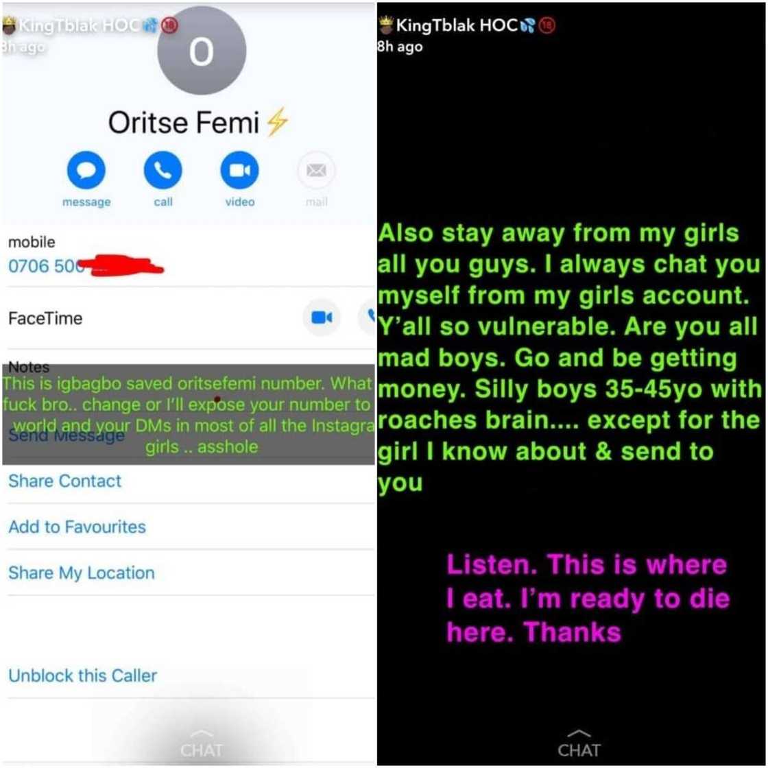 Nigerian man KingTblackHOC calls out Oritsefemi for allegedly trying to sleep with his wife Nigerian man KingTblackHOC calls out Oritsefemi for allegedly trying to sleep with his wife