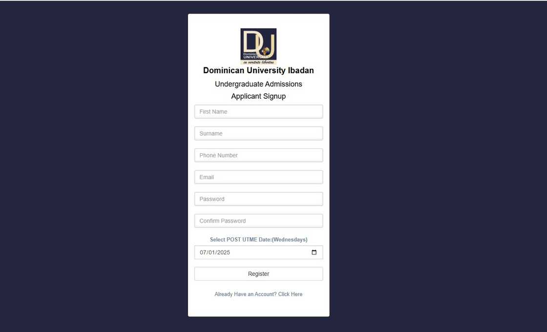 Dominican University Ibadan student portal screenshot Dominican University Ibadan student portal screenshot