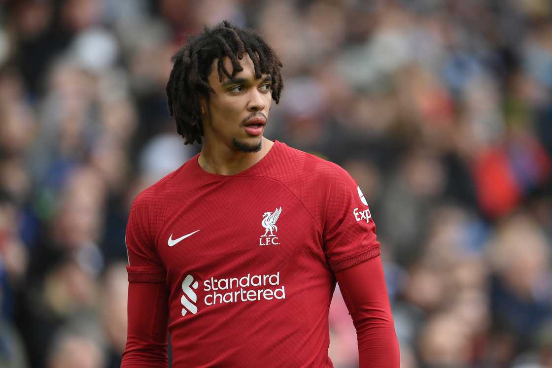 Trent Alexander-Arnold of Liverpool looks on during the Emirates FA Cup Fourth Round match Trent Alexander-Arnold of Liverpool looks on during the Emirates FA Cup Fourth Round match