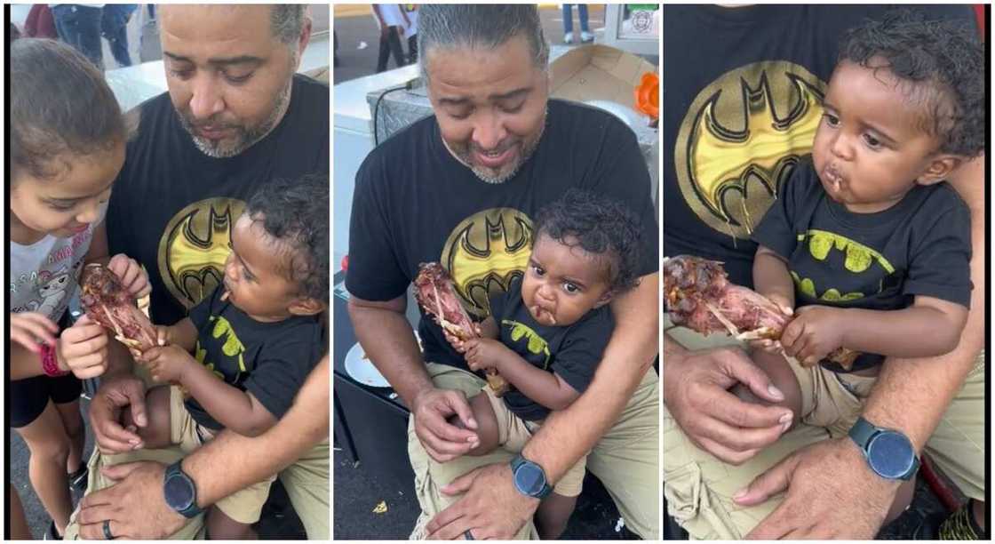 Photos of a boy eating turkey meat. Photos of a boy eating turkey meat.