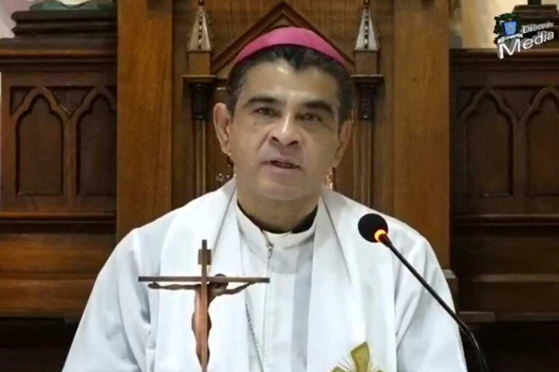 Rolando Alvarez speaks during a mass in Matagalpa, Nicaragua