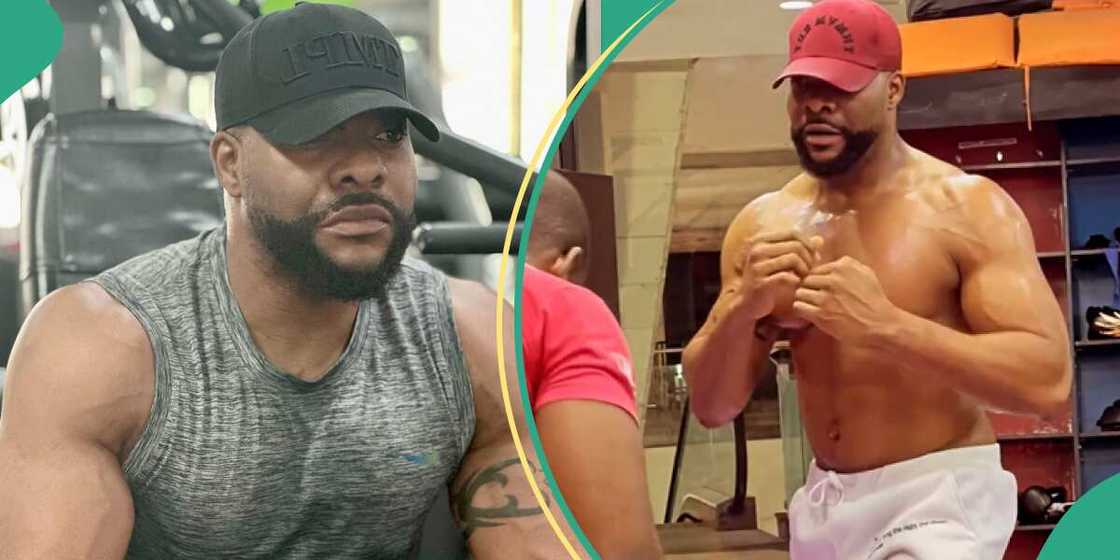 Actor Bolanle Ninalowo shares video of him doing boxing training.