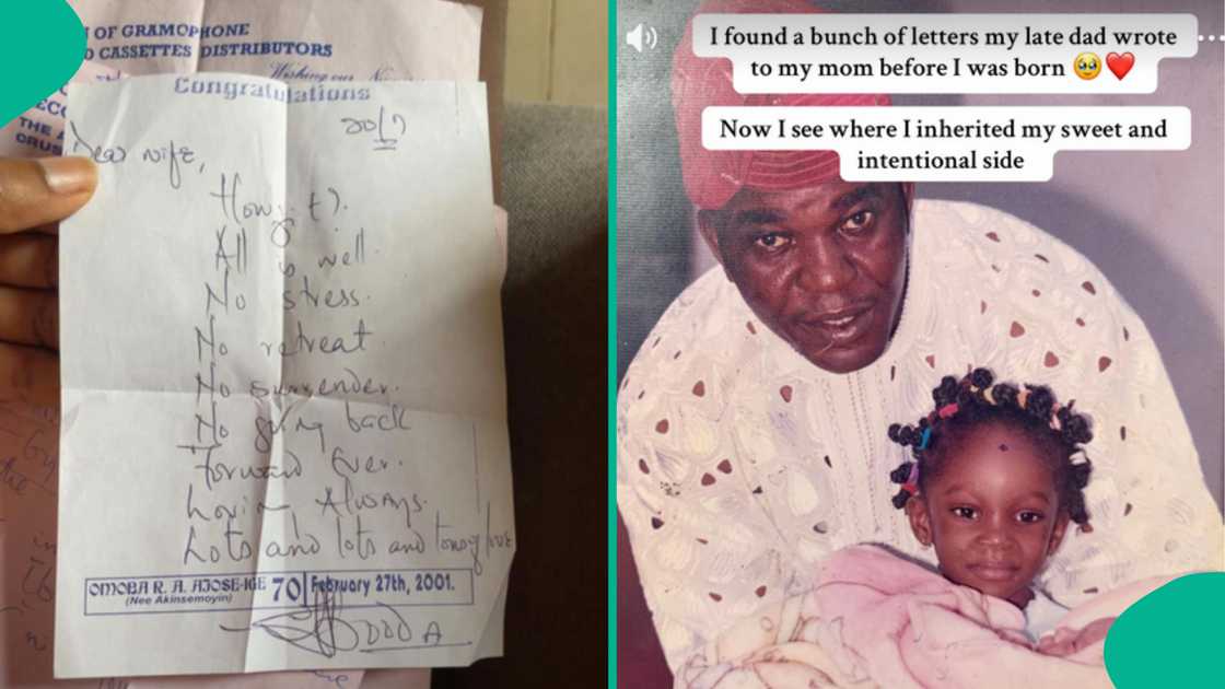 Reactions as lady displays letters her late dad sent her mum before she was given birth to