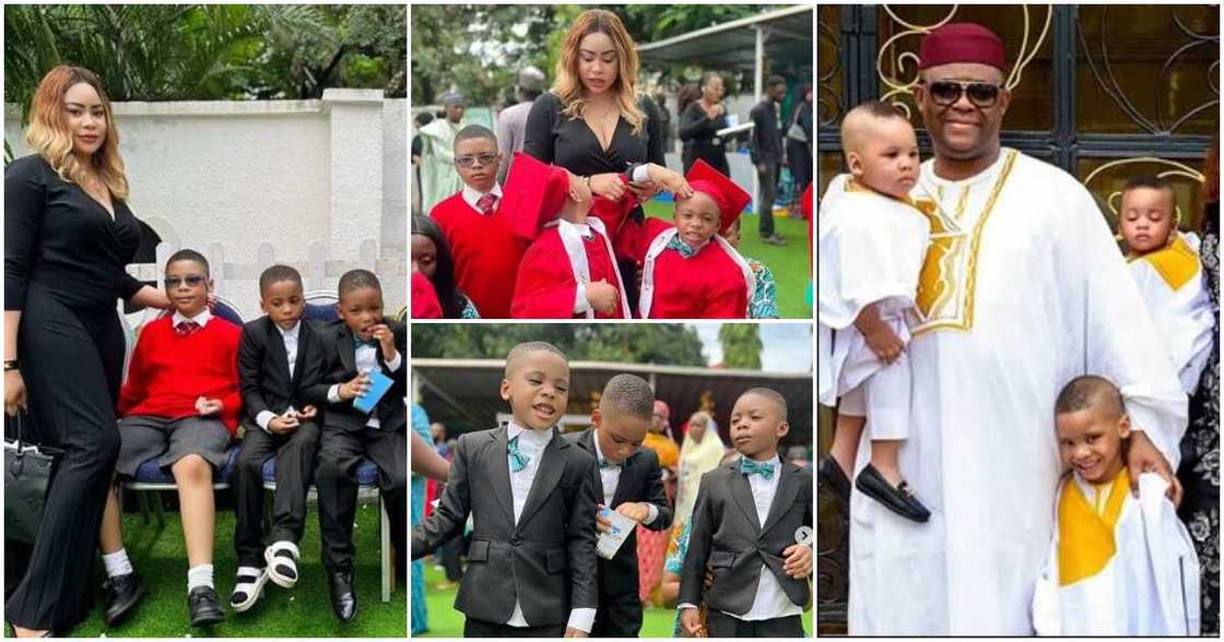 Femi Fani-Kayode, Precious Chikwendu and their sons.