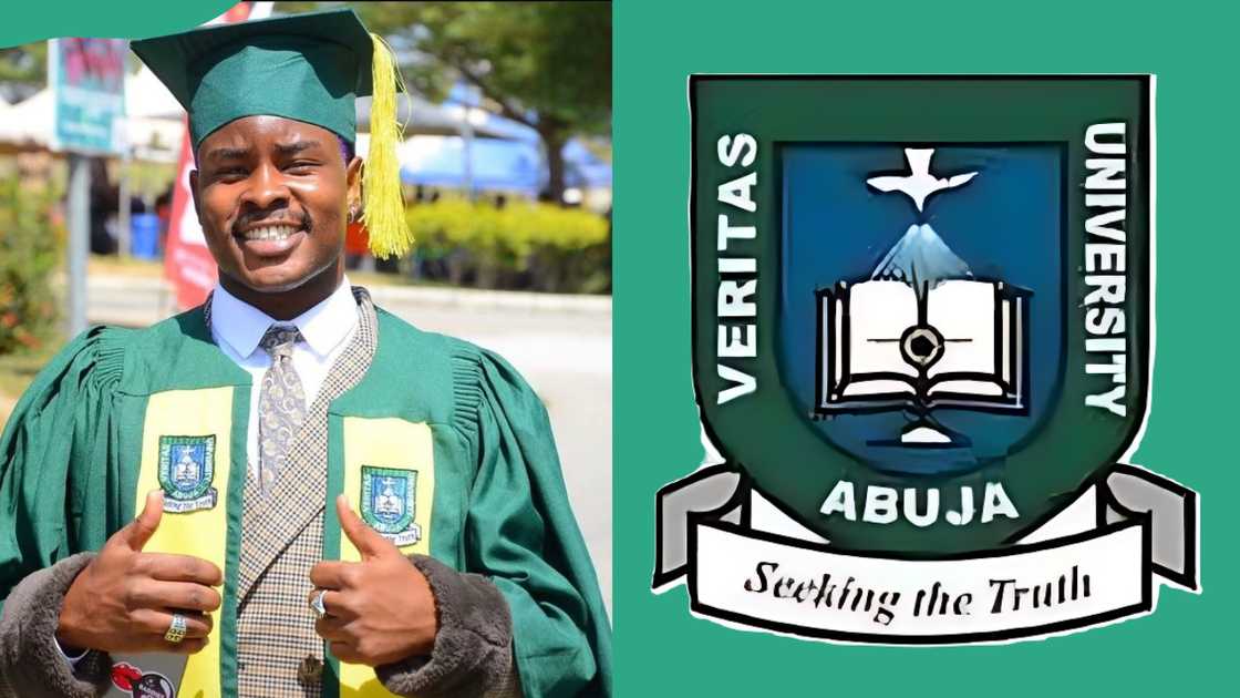 Veritas University graduate. Veritas University logo Veritas University graduate. Veritas University logo