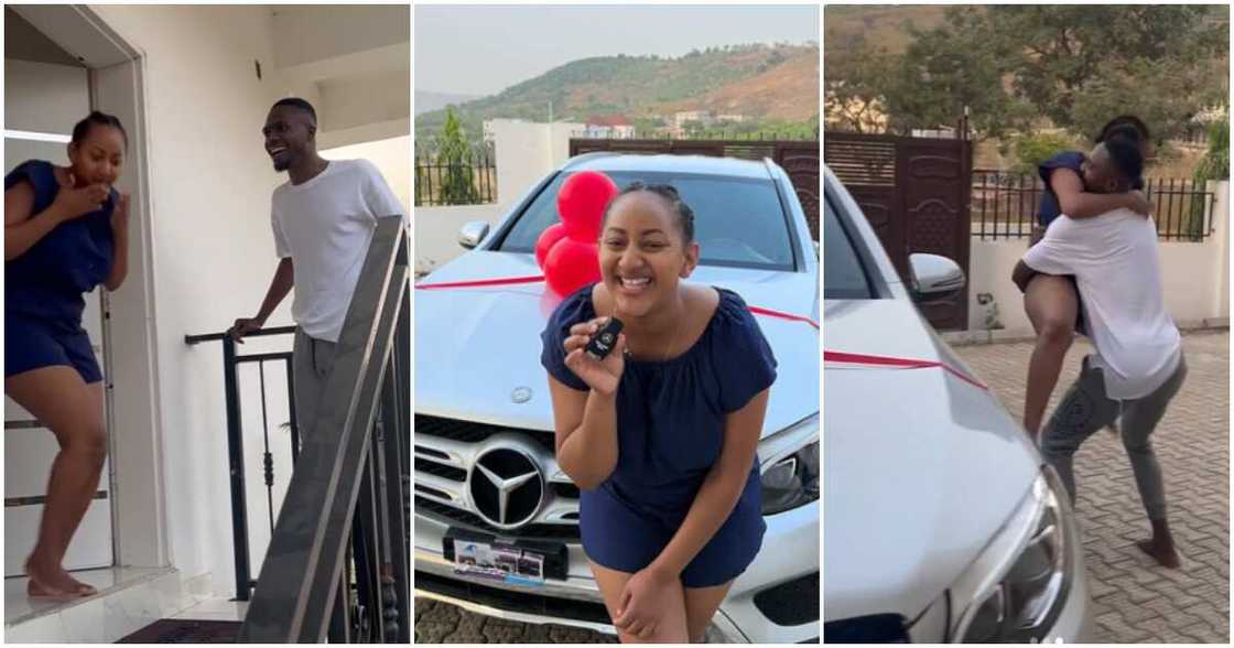 Comedian Josh2funny and his wife with her new car Comedian Josh2funny and his wife with her new car
