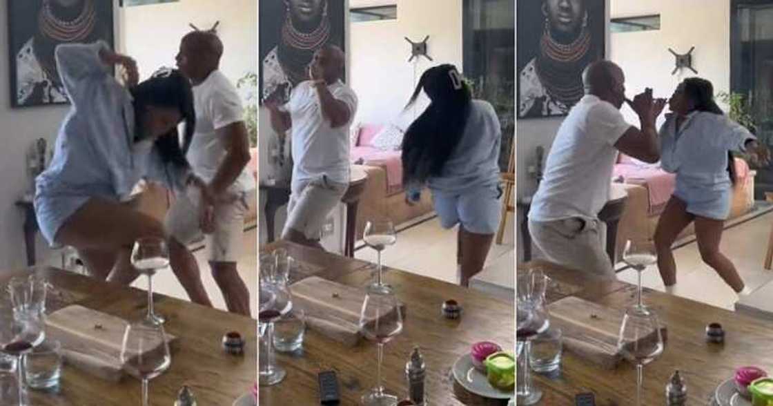 Lady dances with her father, Amapiano beat Lady dances with her father, Amapiano beat