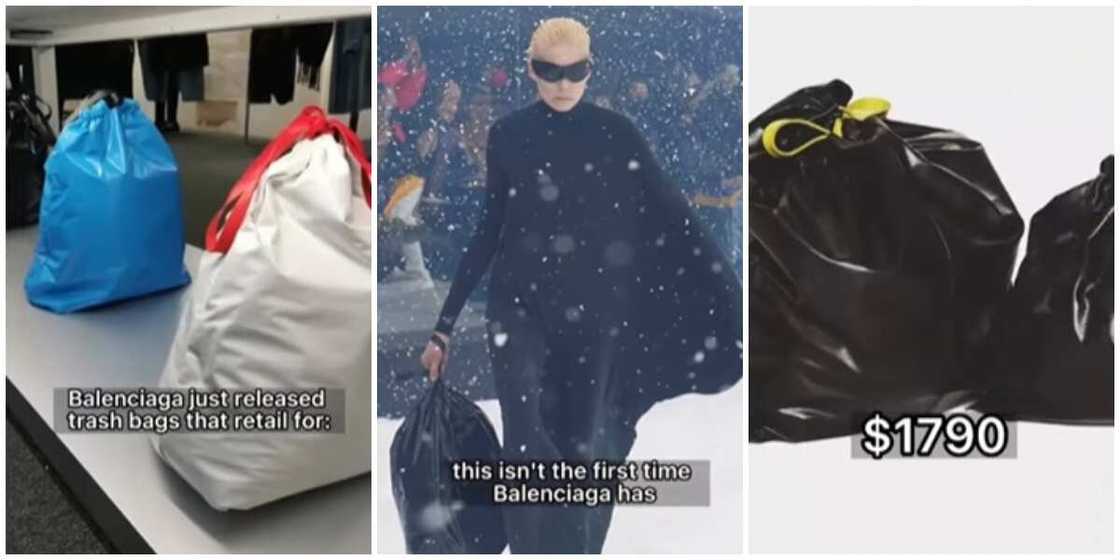 Photos of Balenciaga trash bag.