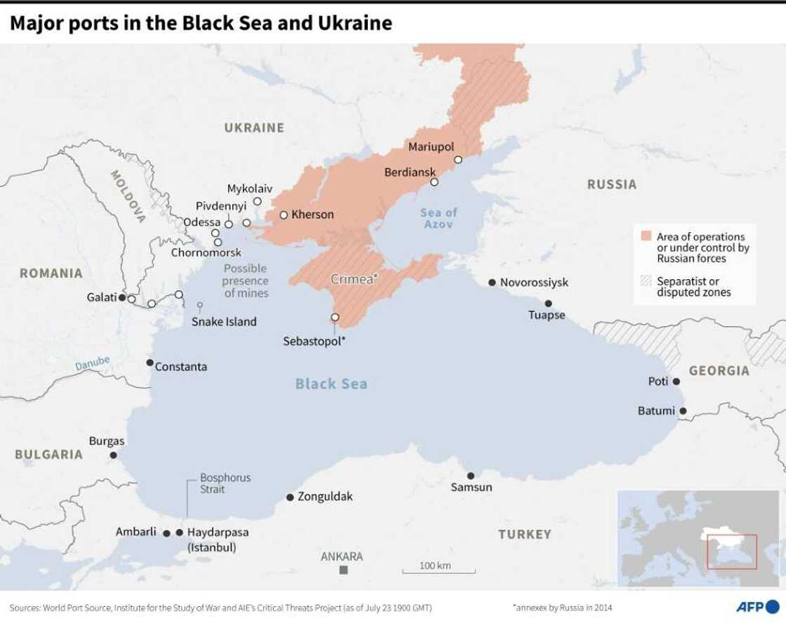 Major ports in the Black Sea and Ukraine