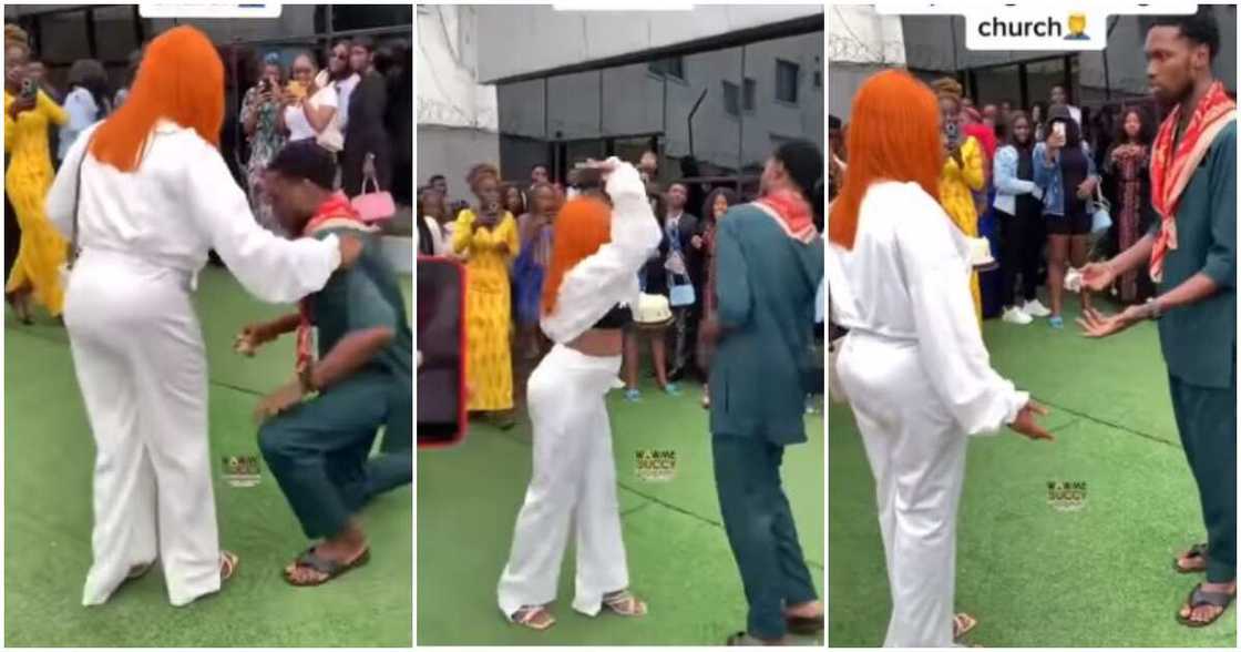 Nigerian lady slaps her boyfriend, lady rejects church proposal Nigerian lady slaps her boyfriend, lady rejects church proposal