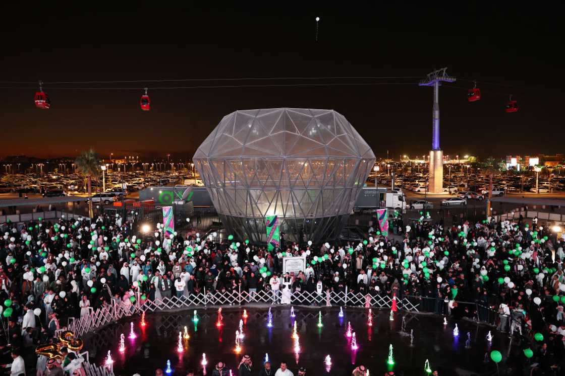General view as fans watch a live stream as Saudi Arabia is announced as the host nation for the FIFA World Cup 2034