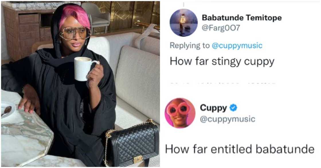 DJ Cuppy clapsback at troll who called her stingy.