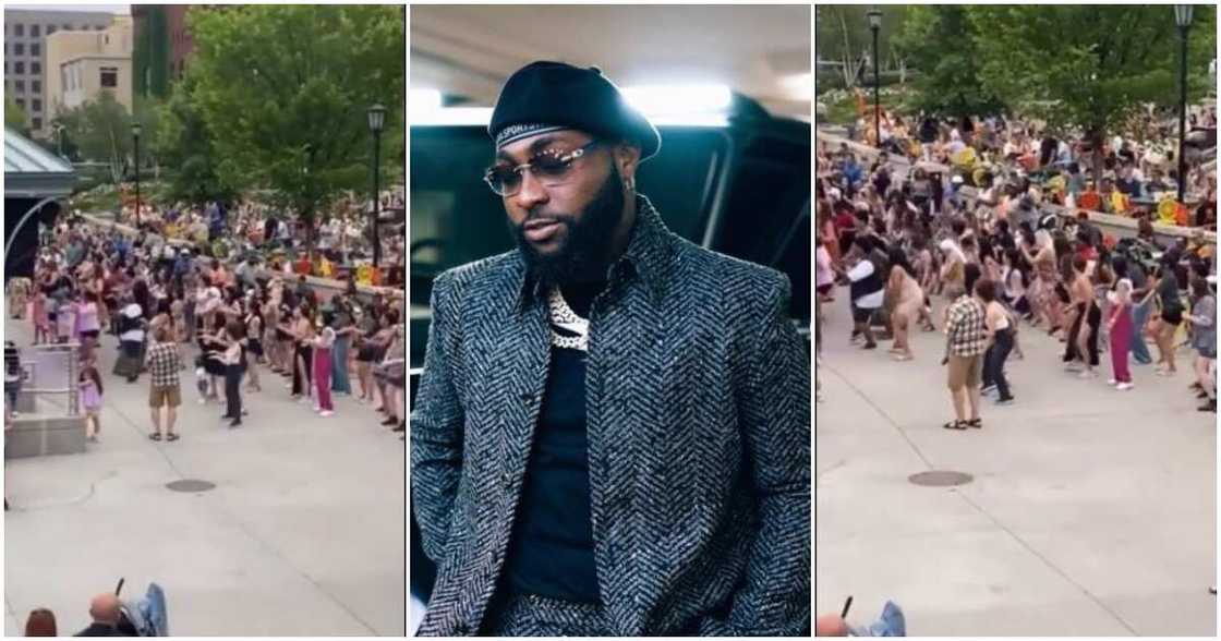 Photos of Davido and Oyinbos dancing to his song