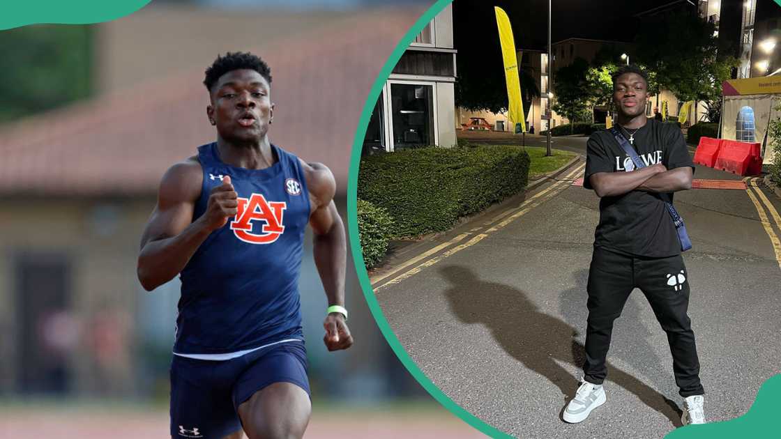 Favour Ashe at Bernie Moore Stadium in Baton Rouge, Louisiana (L) and in Birmingham, United Kingdom (R)