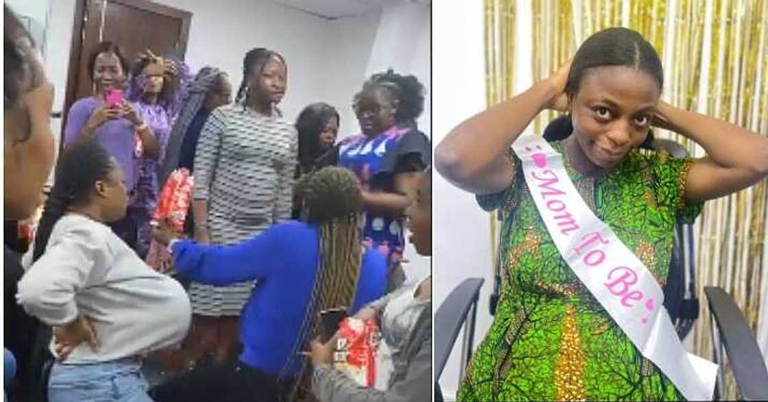 Surprise baby shower, workers, dance Surprise baby shower, workers, dance