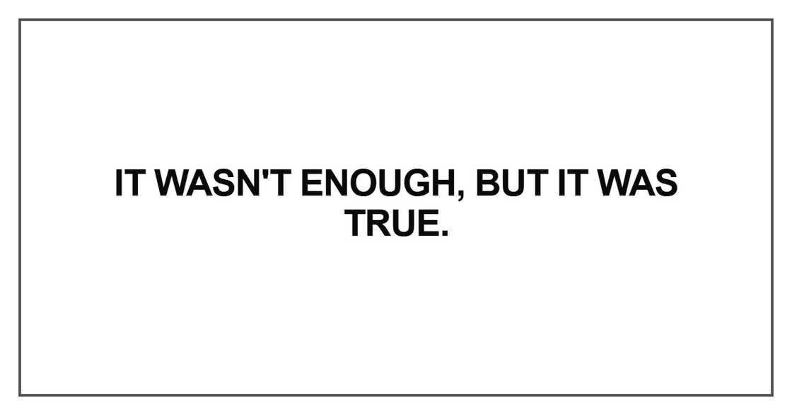It wasn't enough, but it was true