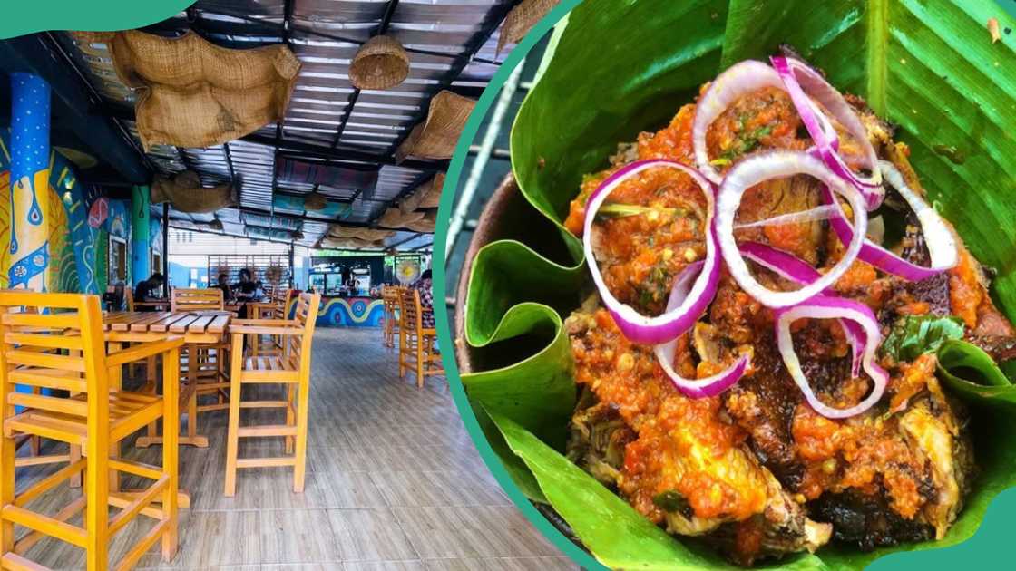 An aerial view of The Village Bistro dining place(L). The Village Bistro menu option (R).