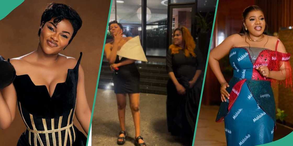 Video of Toyin Abraham hailing her friend Kehinde Bankole goes viral. Video of Toyin Abraham hailing her friend Kehinde Bankole goes viral.