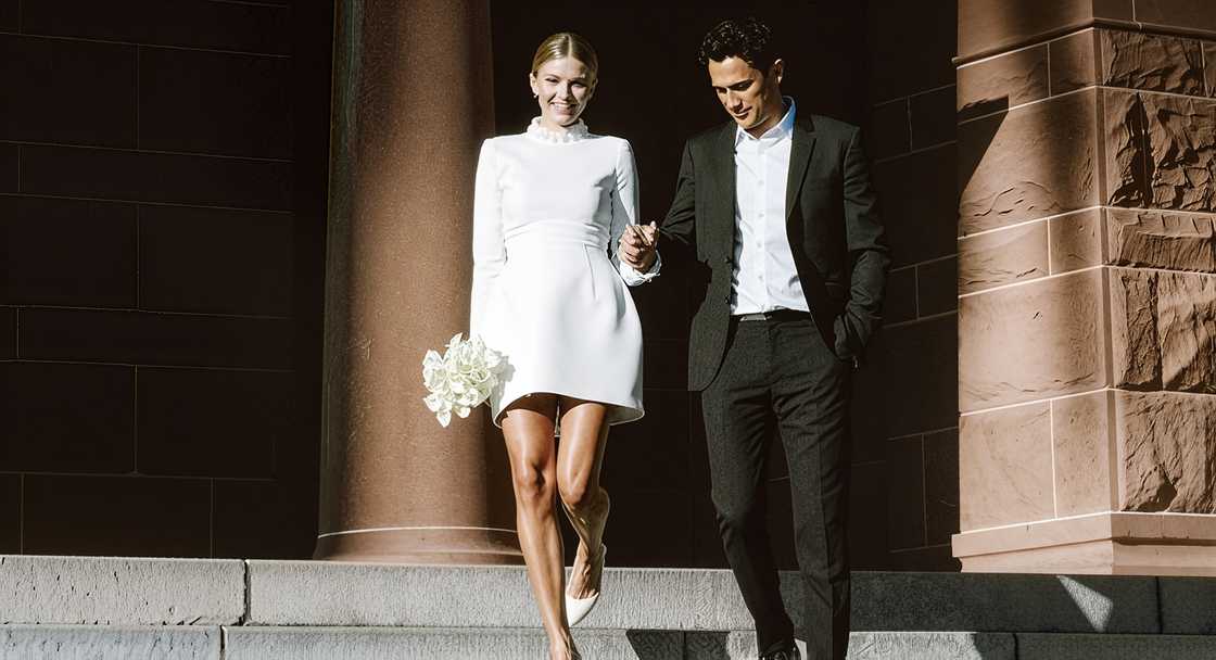 Stephen Colletti and Alex Weaver walk out of the courthouse