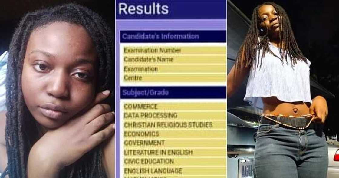 Nigerian girl displays her WAEC result