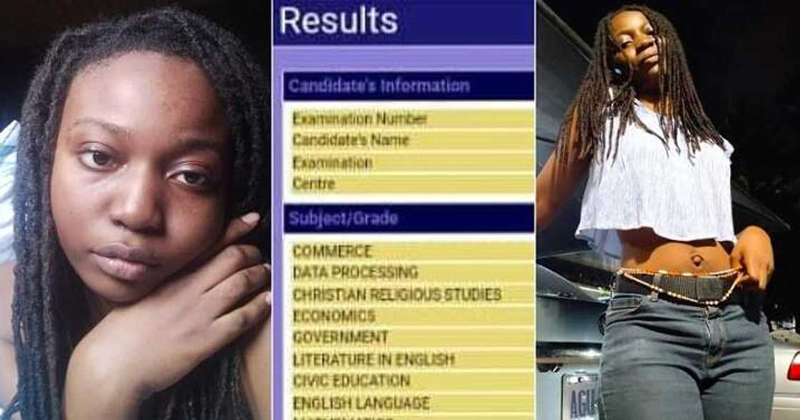 Nigerian girl displays her WAEC result Nigerian girl displays her WAEC result