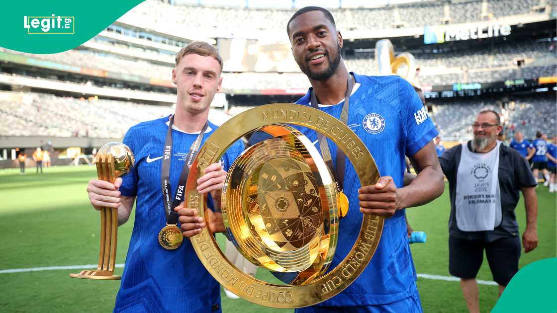 Cole Palmer, Tosin Adarabioyo, Chelsea, PSG, MetLife Stadium, East Rutherford, New Jersey, USA, FIFA Club World Cup. Cole Palmer, Tosin Adarabioyo, Chelsea, PSG, MetLife Stadium, East Rutherford, New Jersey, USA, FIFA Club World Cup.