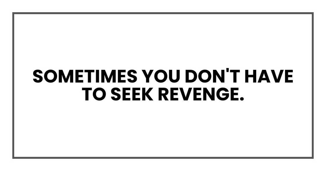 Sometimes you don't have to seek revenge. Sometimes you don't have to seek revenge.