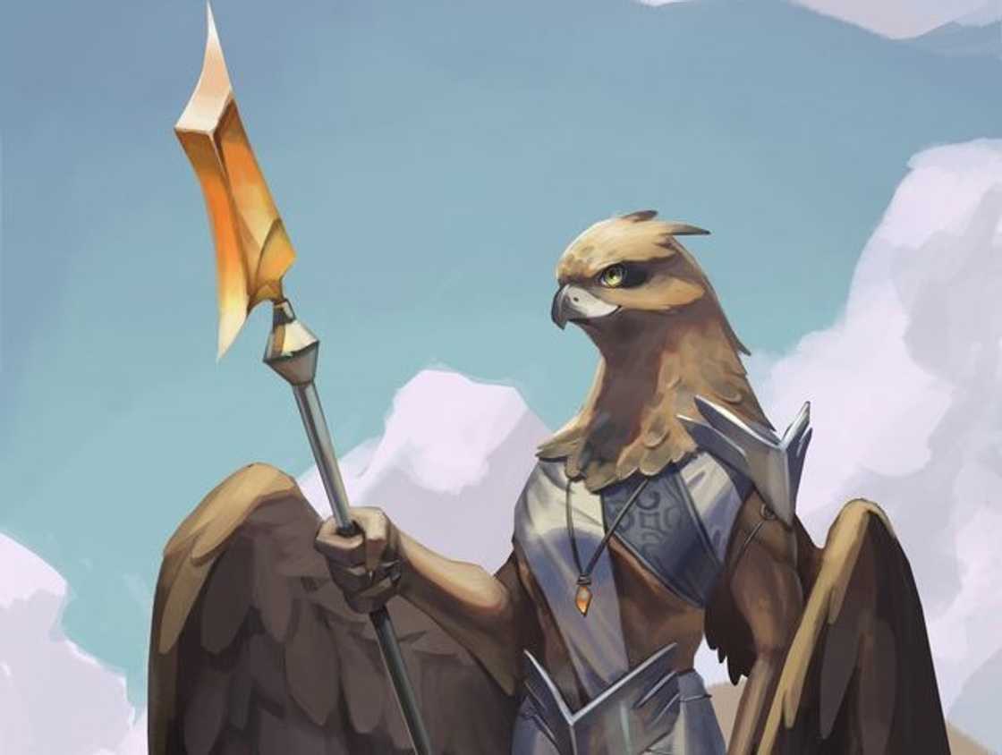 Aarakocra DnD 5e holding a longsword Aarakocra DnD 5e holding a longsword