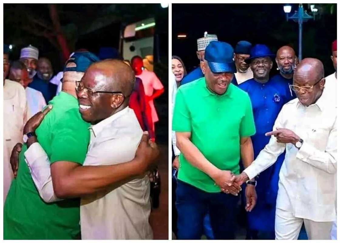 Adams Oshiomhole da Wike a Patakwal. Adams Oshiomhole da Wike a Patakwal.