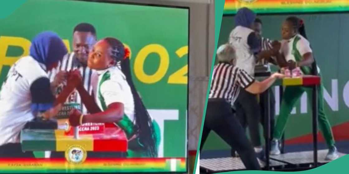 The lady remained calm and focused The lady remained calm and focused