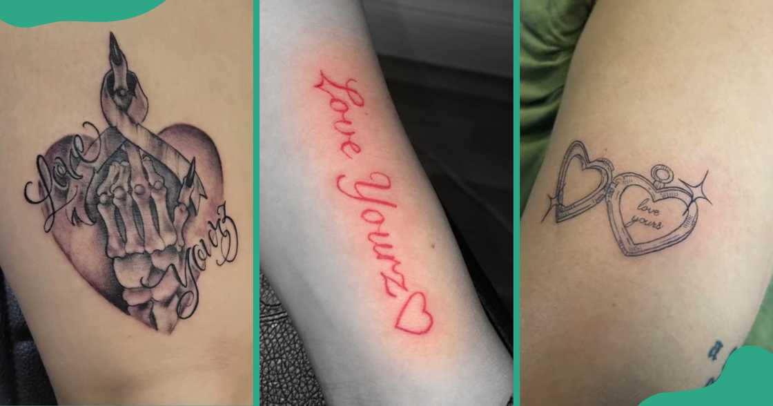 Love Yourz tattoos with hearts on the arms Love Yourz tattoos with hearts on the arms