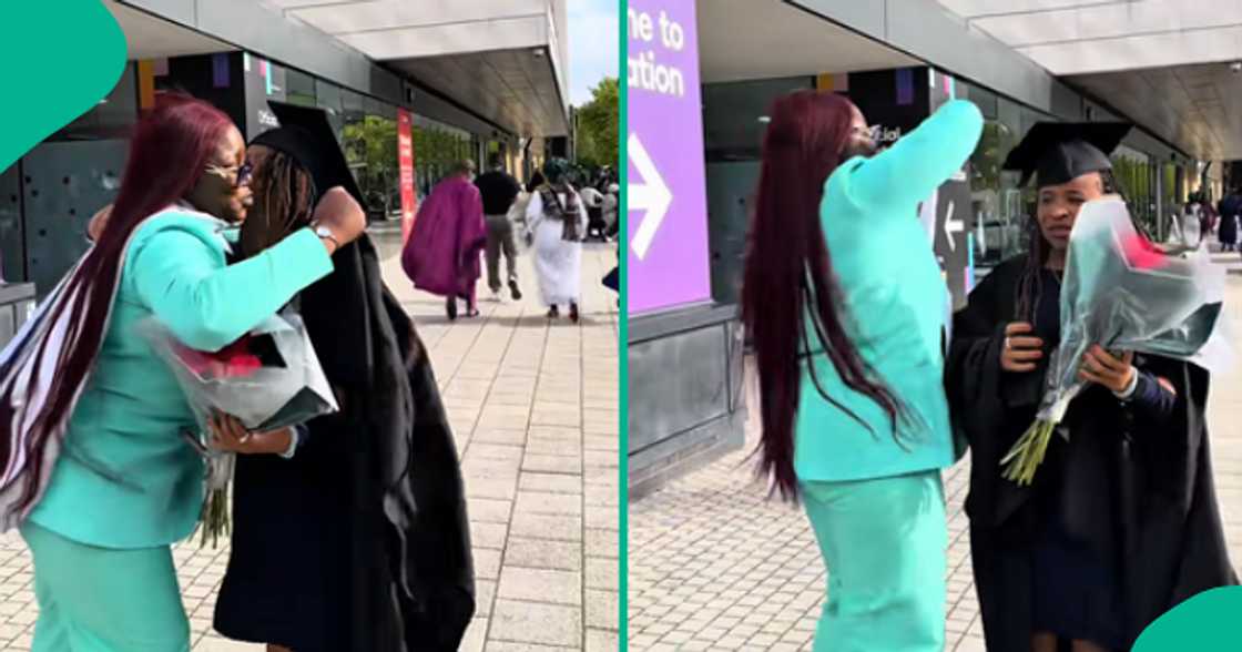 Female graduate celebrates her aunt for sponsoring her in school after her father's demise.