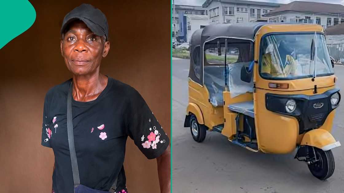 A young Nigerian lady shared a video of her mother who works as a commercial tricycle driver in Enugu state