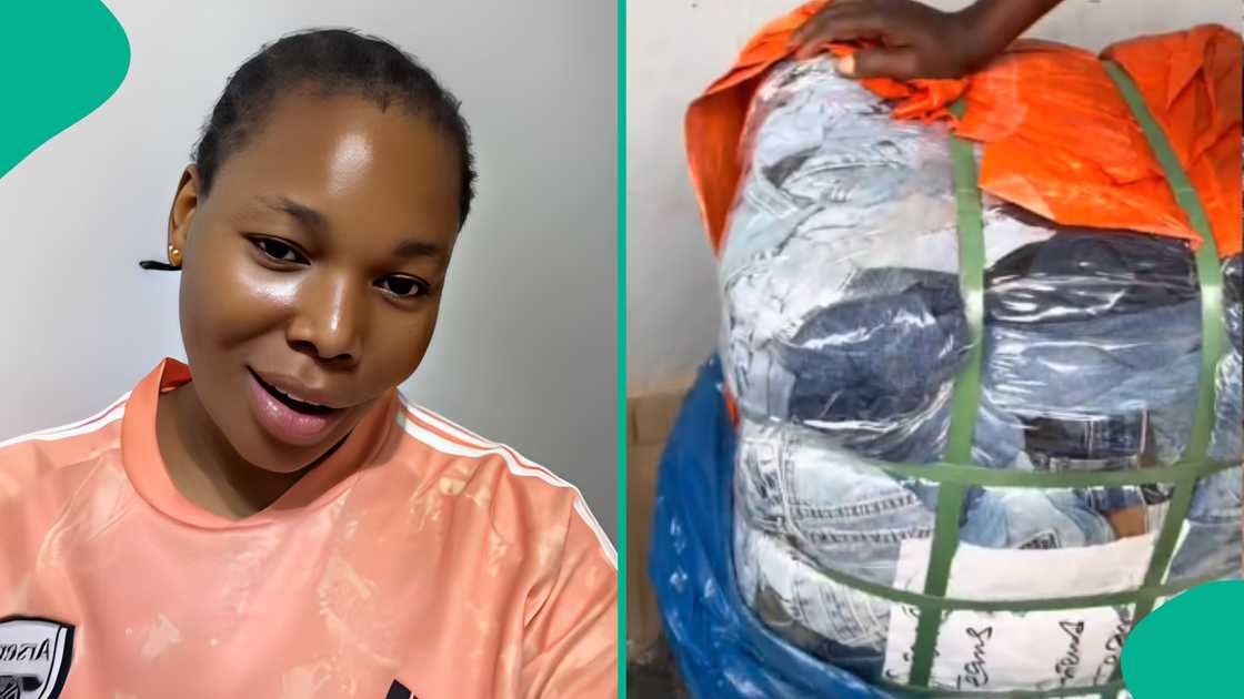 Lady shows money she found in Okrika dress. Lady shows money she found in Okrika dress.