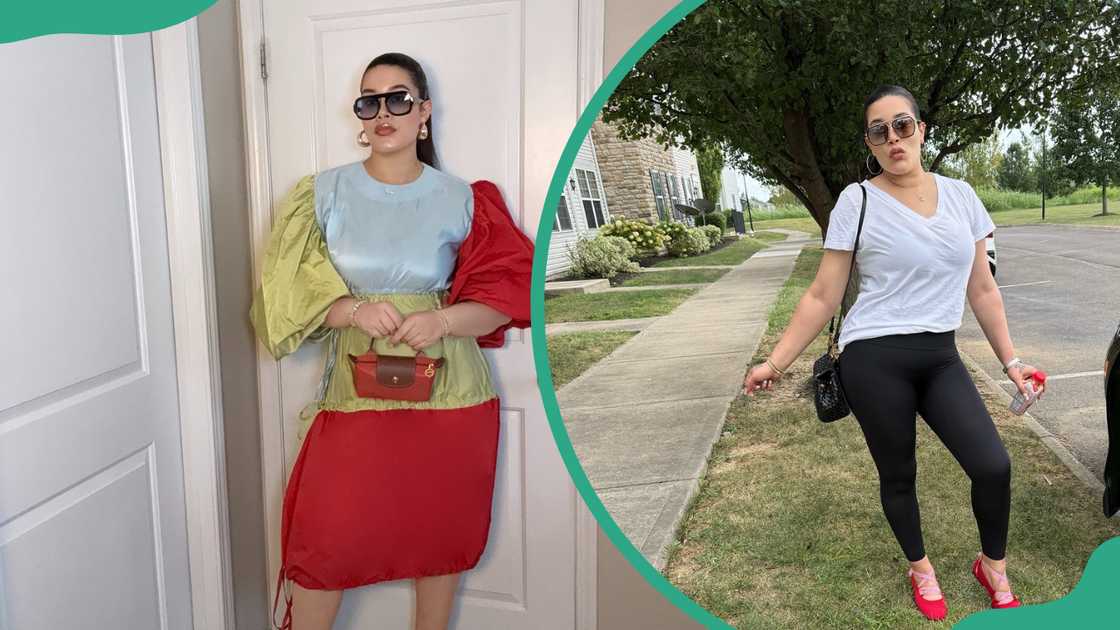 Adunni Ade poses in a colourful dress and in a white top and black pants Adunni Ade poses in a colourful dress and in a white top and black pants