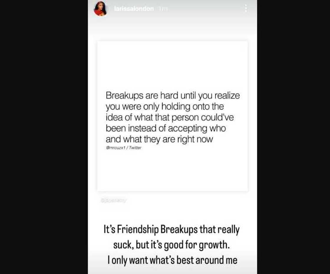 Davido's 4th baby mama Larissa London talks about breakups. Davido's 4th baby mama Larissa London talks about breakups.