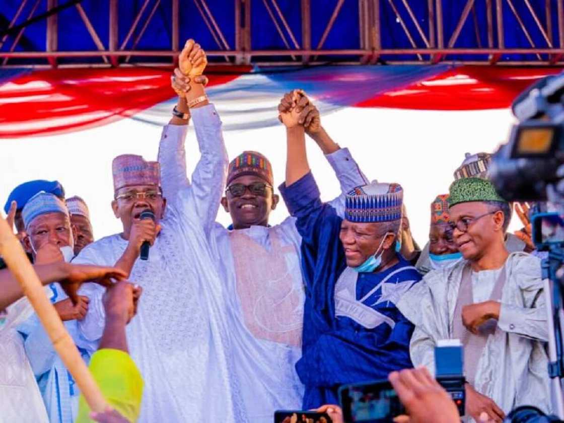 Gwamnonin jam'iyyar APC yayin tarbar Gwamna Bello Matawalle Gwamnonin jam'iyyar APC yayin tarbar Gwamna Bello Matawalle