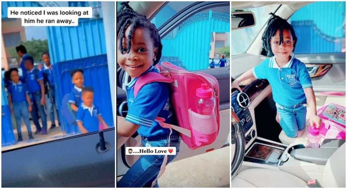 Photos of beautiful little girl and her daughter when her dad came to pick her in school. Photos of beautiful little girl and her daughter when her dad came to pick her in school.