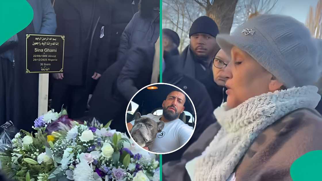 Lady posts emotional video showing Sina Ghami’s mother praying at graveside