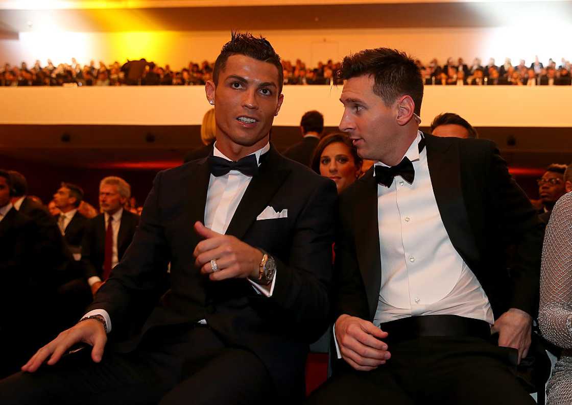 Lionel Messi and Cristiano Ronaldo during the 2015 Ballon d'Or ceremony