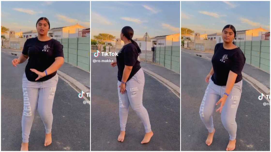 Lady danced with bare feet/Lady in joggers. Lady danced with bare feet/Lady in joggers.