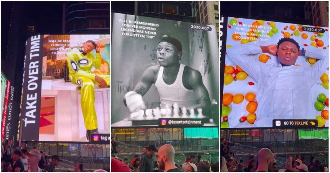 Mohbad's photos displayed in Times Square, New York.